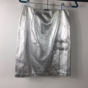 Cynthia Steffe silver leather skirt. NWT.